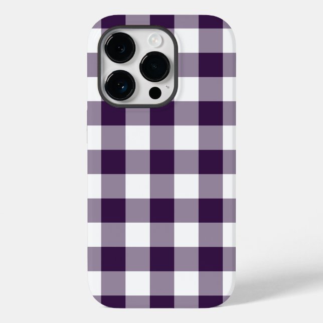 Coques Case-Mate iPhone Plaid de bisons violets et blancs (Verso)