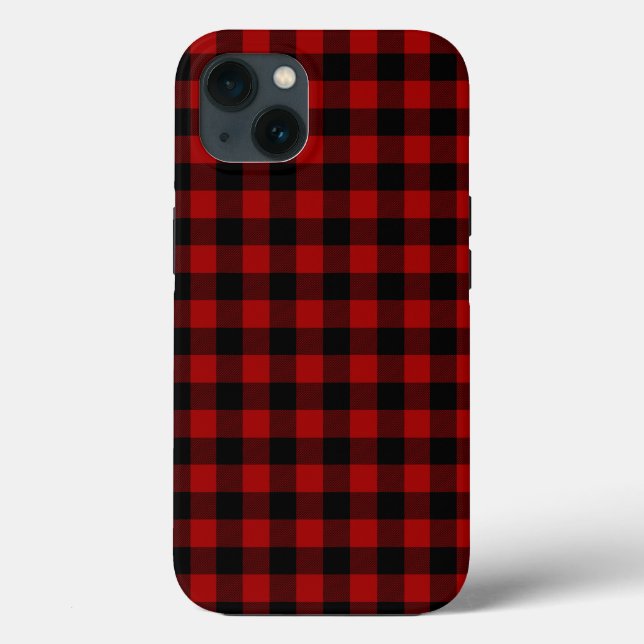 Coques Case-Mate iPhone Plaid de buffle rouge et noir (Verso)