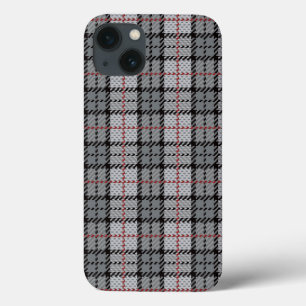 Etui iPhone Case-Mate Plaid de pixel dans le gris avec la rayure rouge