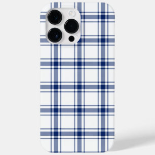 Coque Pour Pour iPhone 14 Pro Max Plaid Nautique Bleu et Blanc