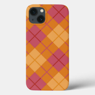 Etui iPhone 13 Plaid polarisé dans l'orange et le rose