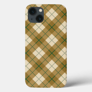 Coques Pour iPhone Plaid polarisé en or avec la rayure verte