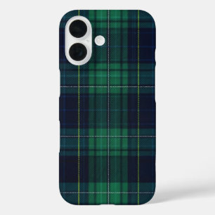 Coques iPhone 16 Plaid Tartan vert et bleu