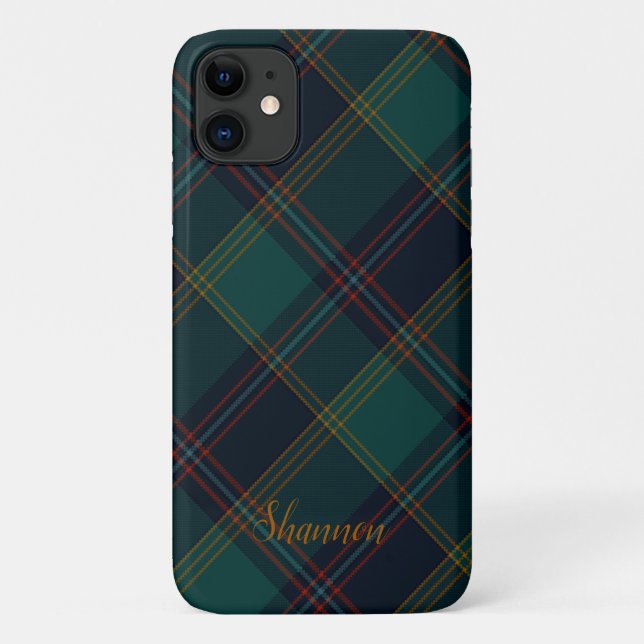 Coques Case-Mate iPhone Plaid vert, bleu et aqua personnalisable (Dos)