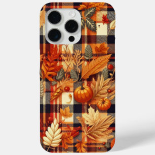 Coque iPhone 15 Pro Max Plaids d'automne citrouille Maple Feuille
