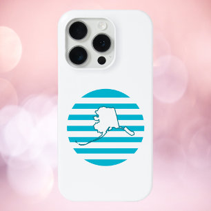 Coque iPhone 15 Pro Plan de l'Alaska Cercle bleu rétro