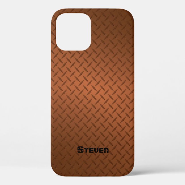 Coques Case-Mate iPhone Plaque de diamant en cuivre profond avec nom (Verso)