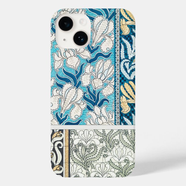 Coques Case-Mate iPhone Plaque de souris Art nouveau iris fleurie textile  (Verso)