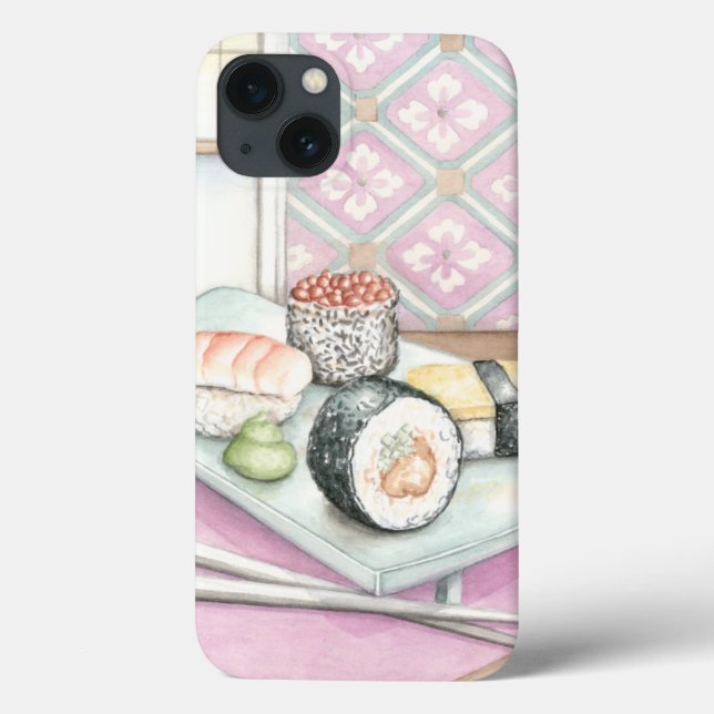 Coques Case-Mate iPhone Plaque de sushi assorté avec baguettes (Verso)
