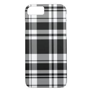 Coque iPhone 8/7 Plaque de tartan noir et blanc