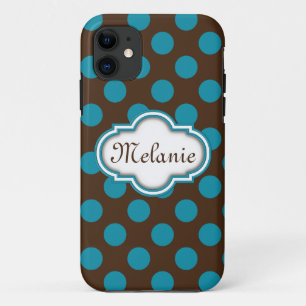 Coque Case-Mate Pour iPhone Plaque d'identification de Quatrefoil Brown bleu