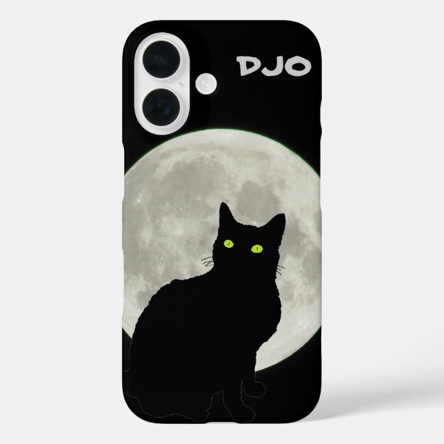 Coques Case-Mate iPhone Pleine lune Chat noir levant (Verso)