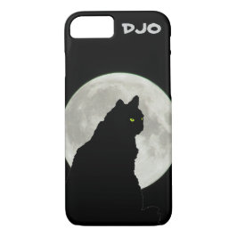 Coque iPhone 7 Pleine lune Chat noir Retour
