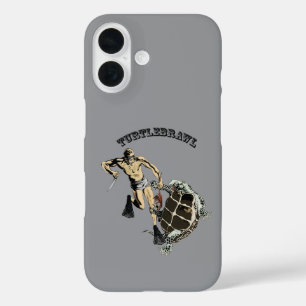 Coques iPhone 16 Plongeur vintage combattant une tortue sur un URM