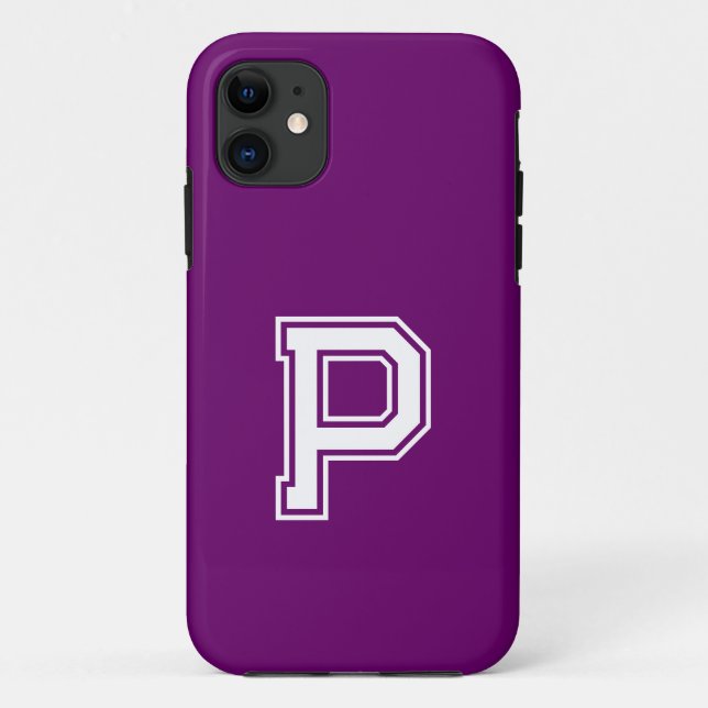 Coques Case-Mate iPhone Plum violet couleur solide | Monogramme minimal (Dos)