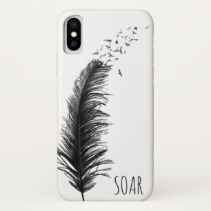 Case-Mate iPhone Case plume noire avec oiseaux