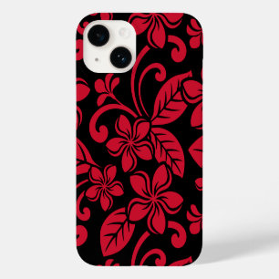 COQUE POUR iPhone 14 PLUMÉRIE DE L'ÎLE (NOIR/ROUGE)