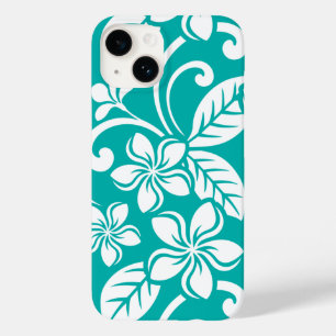 COQUE POUR iPhone 14 PLUMÉRIE DE L'ÎLE (TURQUOISE)