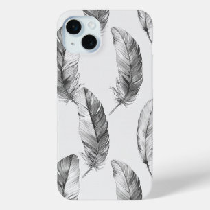 Coque iPhone 15 Mini Plumes blanches
