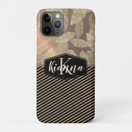 Case-Mate iPhone Case Plumes d'or avec des bandes d'or Monogramme