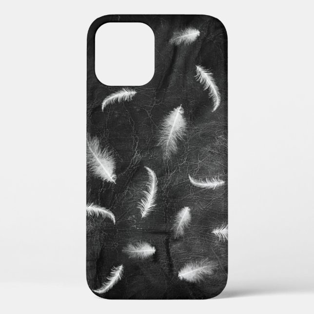 Coques Case-Mate iPhone Plumes en cuir noir (Verso)