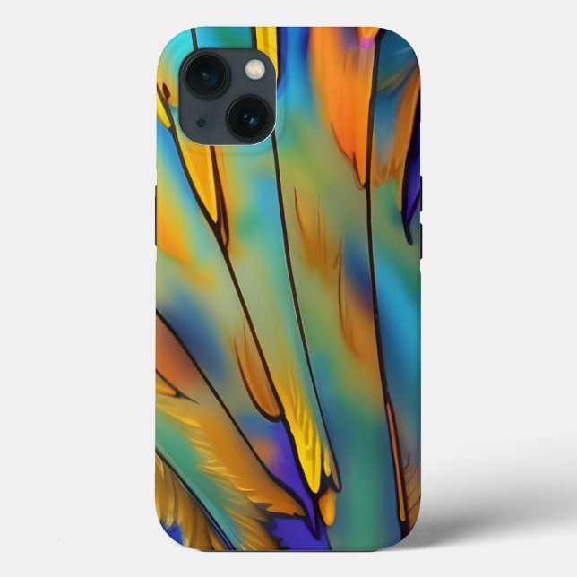 Coques Case-Mate iPhone Plumes en verre tendu AI Art Abstrait (Verso)