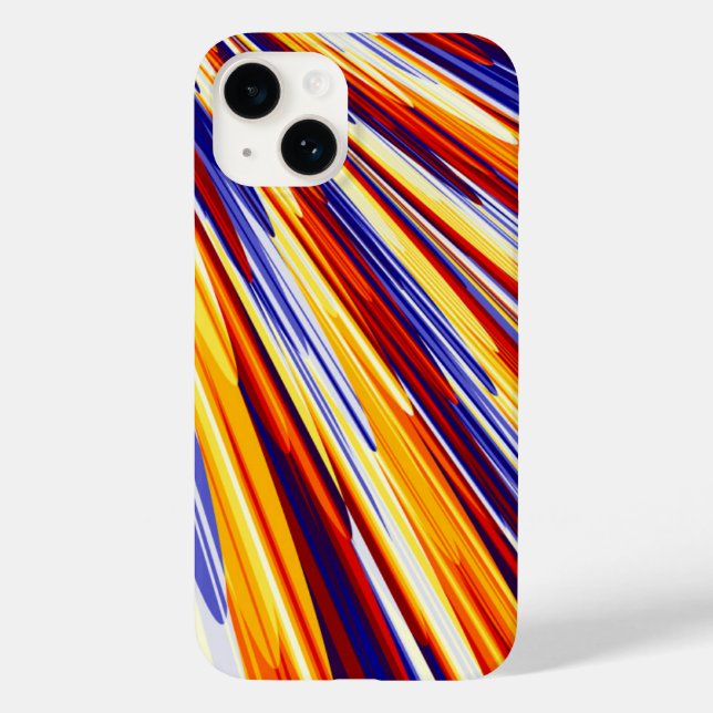 Coques Case-Mate iPhone Plumes géométriques Abstraites orange bleu (Verso)
