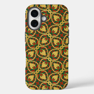 Coques iPhone 16 Plumes Peacock Gold Foil Rouge Vert