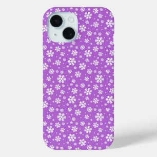 Coque Pour iPhone 15 Pneus blancs sur Motif d'hiver violet