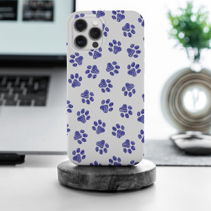 Coque iPhone 15 Pro Max Poches de Doodle, Paws de Chien, Paws Bleus de Mar
