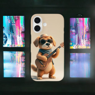 Coques iPhone 16 Poches de serrage : Guitare de chien adorable