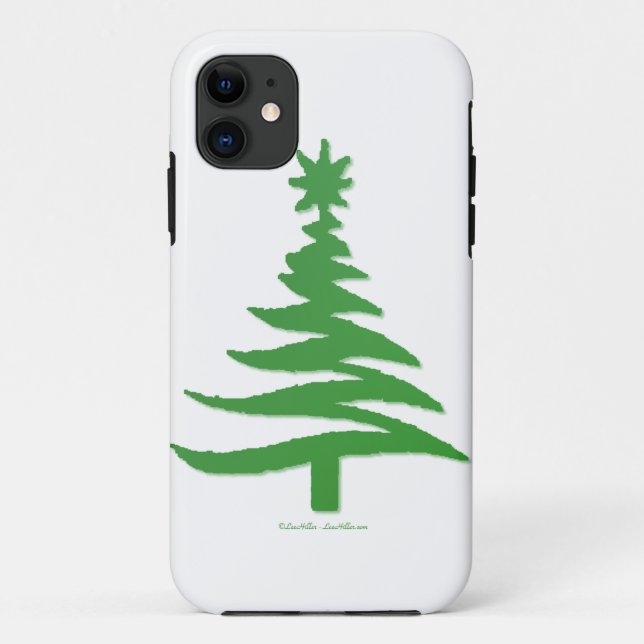 Coques Case-Mate iPhone Pochoir d'arbre de Noël vert (Dos)