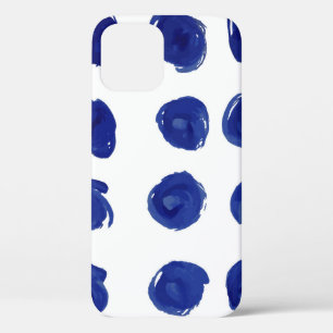 Case-Mate iPhone Case Point polka, aquarelle bleu indigo.