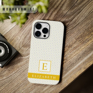 Coque Pour Pour iPhone 14 Pro Max Point Polka blanc jaune safran sur mesure