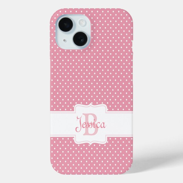 Coques Case-Mate iPhone Point Polka rose personnalisé (Verso)