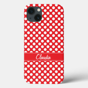 iPhone 13 Case Pointe blanc et rouge