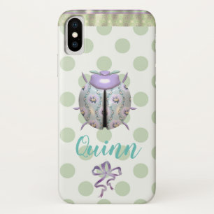 Case-Mate iPhone Case Pointe de polka de Ladybug mignon violet vert blan