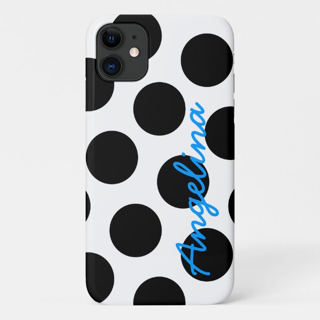 Coques Case-Mate iPhone Pointe Polka blanche et noire personnalisée (Dos)