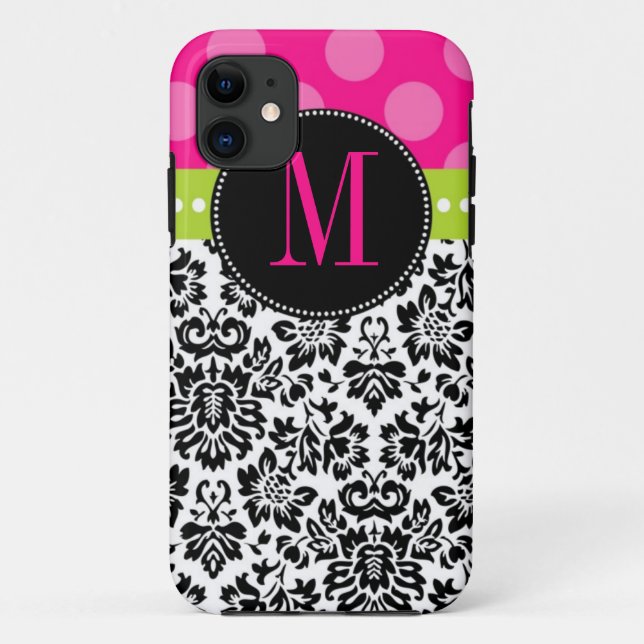 Coques Case-Mate iPhone Pointe Polka et Damas | Monogramme (Dos)