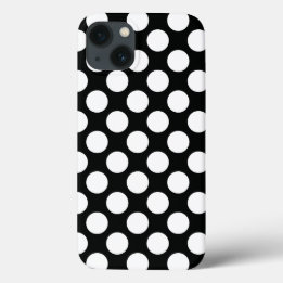 iPhone 13 Coque Pointe Polka (noir et blanc) Toute taille personna