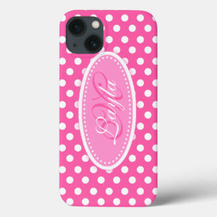 Coques Pour iPhone Pointe Polka nommé rose pâle blanc