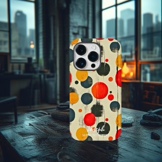 Coque Pour iPhone 14 Pro Points Abstraits joués avec nom et message personn
