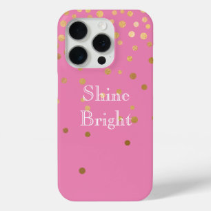 Coque iPhone 15 Pro Points Confetti Glam Or Rose