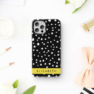 Case-Mate iPhone Case Points dalmatiens, Spots, Noir et Blanc, Votre nom