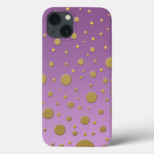 Coques Case-Mate iPhone Points dorés aléatoires sur fond violet (Verso)