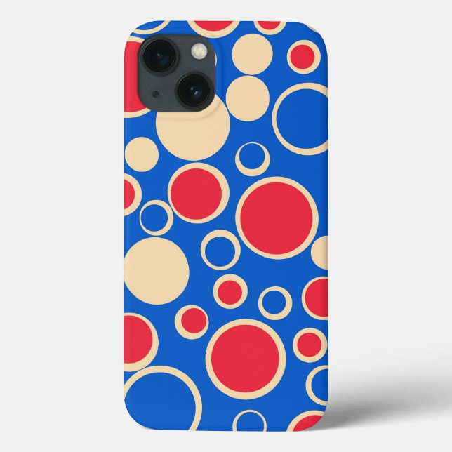 Coques Case-Mate iPhone Points Rouge Et Bleu Sur Bleu (Verso)