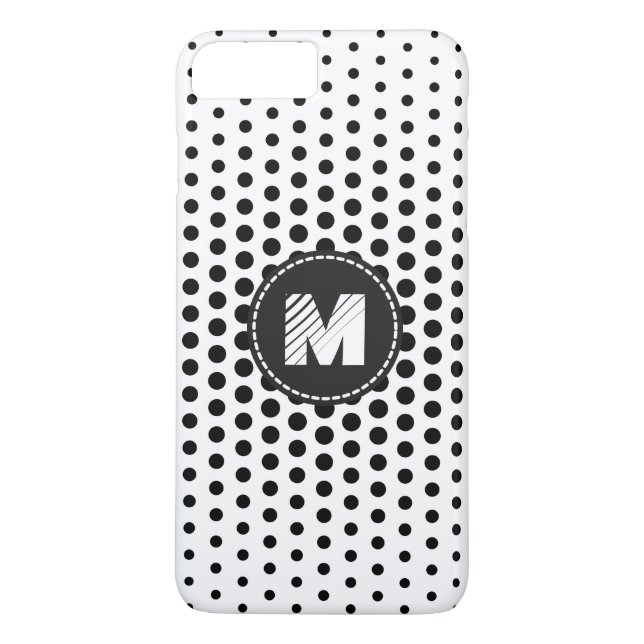 Coques Case-Mate iPhone Points Techno Noir Monogramme moderne (Dos)