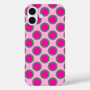 Coques iPhone 16 Plus Points tournés, fuchsia, gris et rose