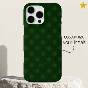 Coques iPhone 16 Pro Max Points verts classiques personnalisables avec init