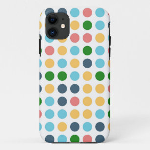 Coque iPhone 11 Pois Baby Retro Aqua vert rose jaune